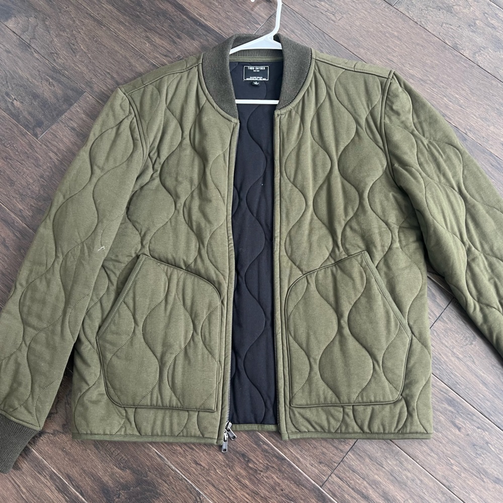Todd Snyder Olive Quilted Bomber Jacket